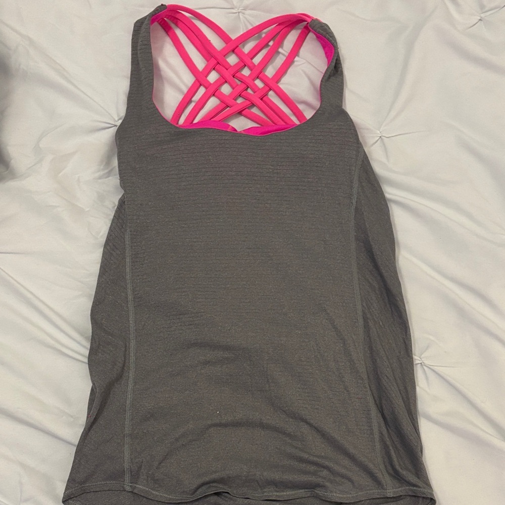 lululemon athletica Gray Tank with Pink Sports Bra